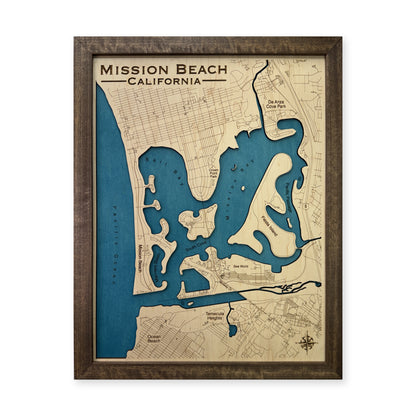 Mission Beach California Single Water Layer Wood Map — 1 water layer main photo [MC20261006 q3782 742423c8560b]