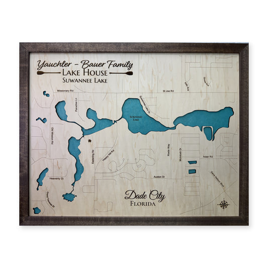 Suwannee Lake, Dade City, Florida Wood Map — plain-background photo [MC20261006 q3789 3671501e18dc]