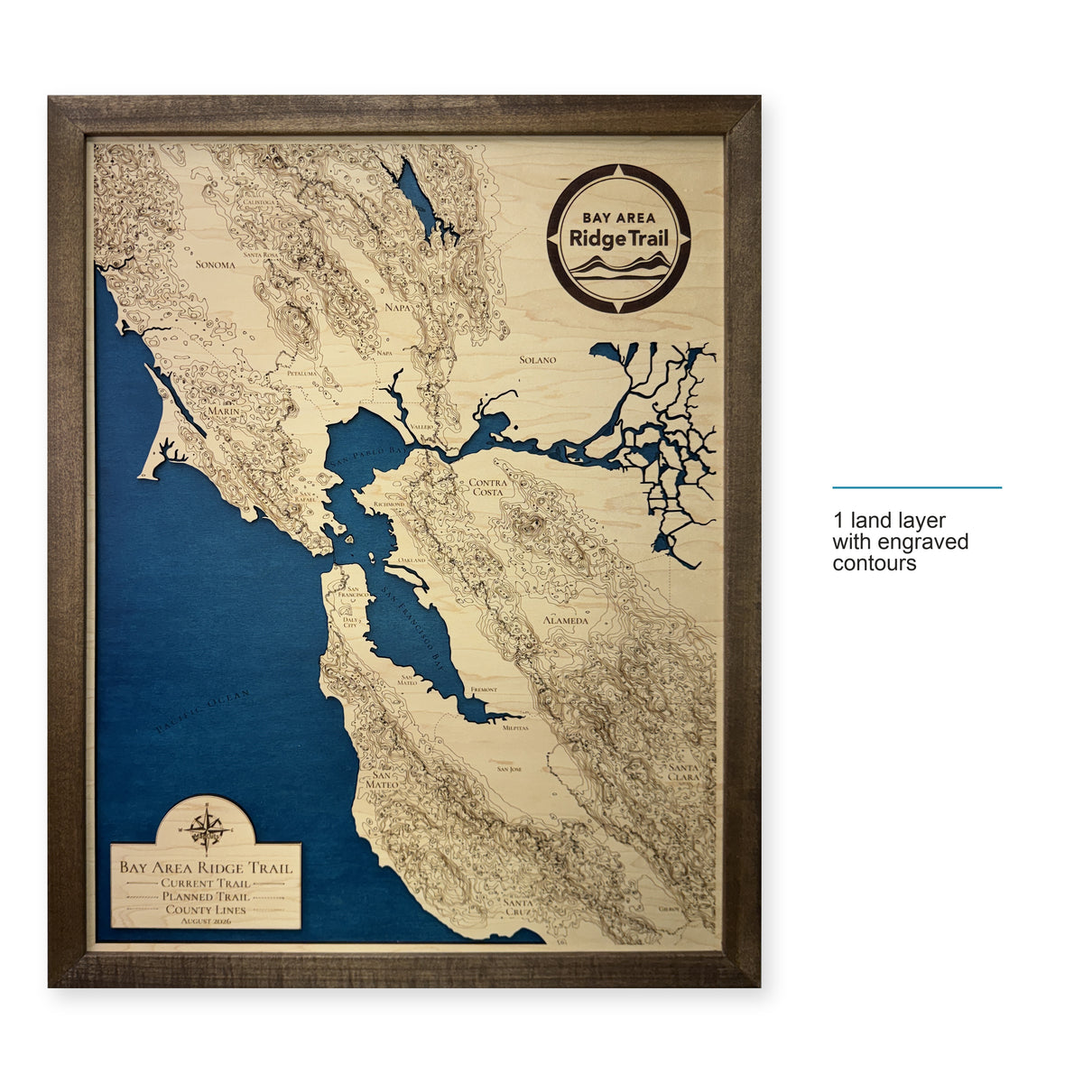Bay Area Ridge Trail, California Topographic Wood Map — style-labeled photo [MC20261006 q3792 ac94b90d06c3]