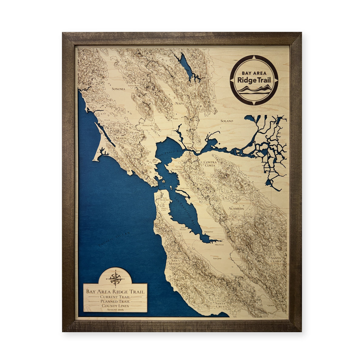 Bay Area Ridge Trail, California Topographic Wood Map — plain-background photo [MC20261006 q3792 f686bfd47239]