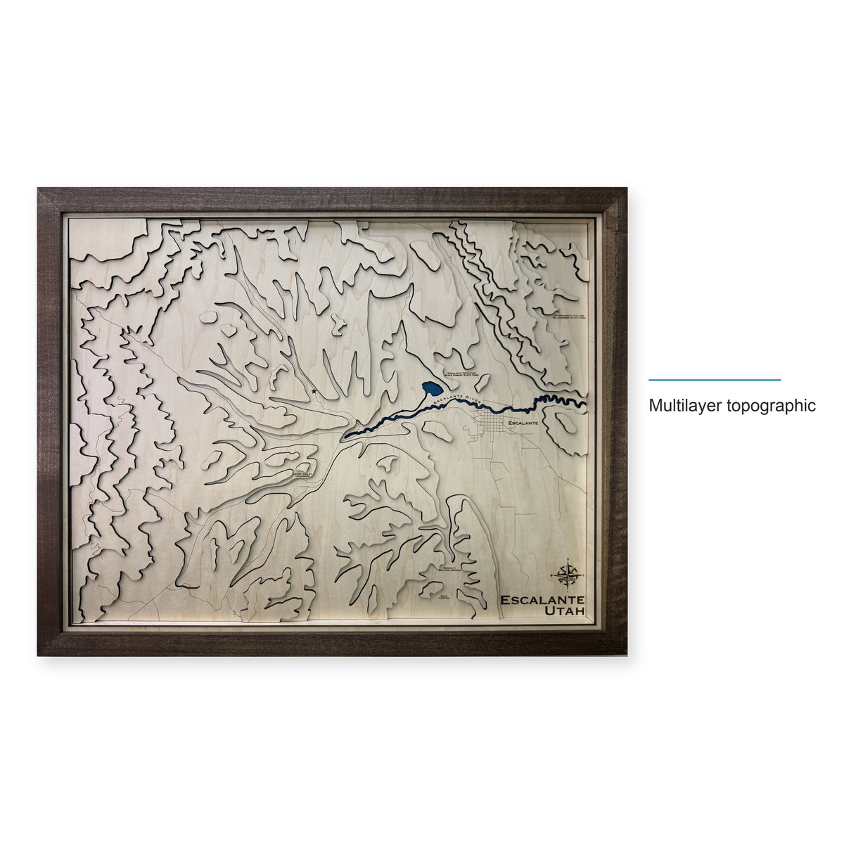 Escalante, Utah Topographic Wood Map — style-labeled photo [MC20261006 q3797 b4a044c5fe2c]