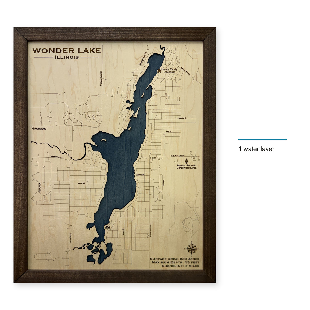 Wonder Lake, Illinois Wood Map — style-labeled photo [MC20261006 q3801 8c5429d9fc23]