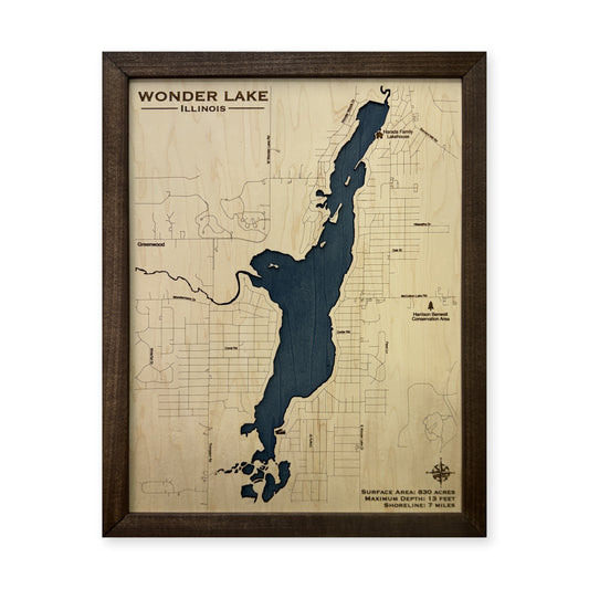 Wonder Lake, Illinois Wood Map — plain-background photo [MC20261006 q3801 1474eb4b2fb3]