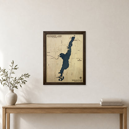 Wonder Lake, Illinois Wood Map — room mockup [MC20261006 q3801 6b6a7bf5f3fd]