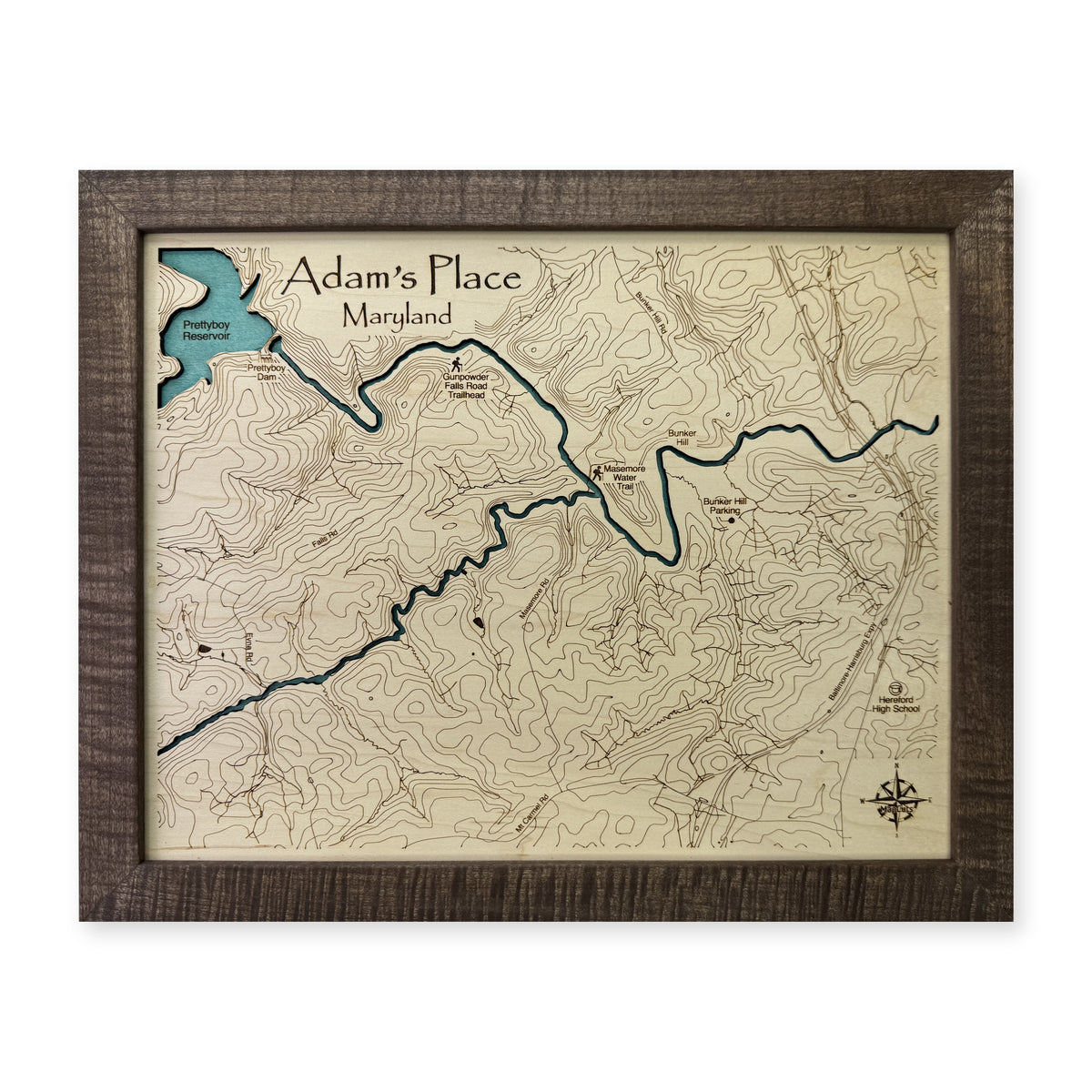 Gunpowder Falls, Maryland Topographic Wood Map — plain-background photo [MC20261006 q3802 49a4ce838739]