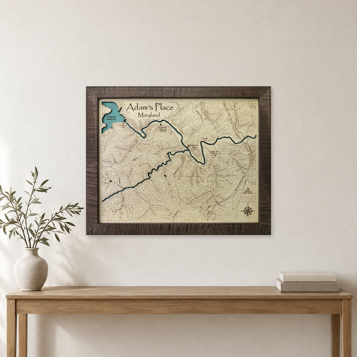 Gunpowder Falls, Maryland Topographic Wood Map — room mockup [MC20261006 q3802 24b6809dc36d]