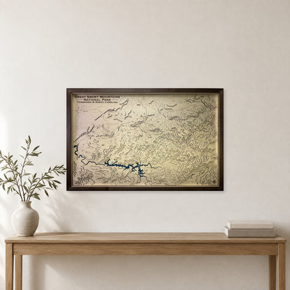 Great Smoky Mountains National Park Topographic Wood Map — room mockup [MC20261006 q3808 5c8adee0cd12]
