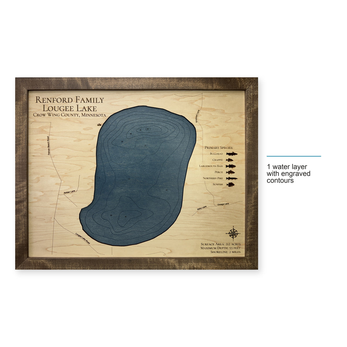 Lougee Lake, Crow Wing County, Minnesota Wood Map — style-labeled photo [MC20261006 q3829 f45a3a5ae720]