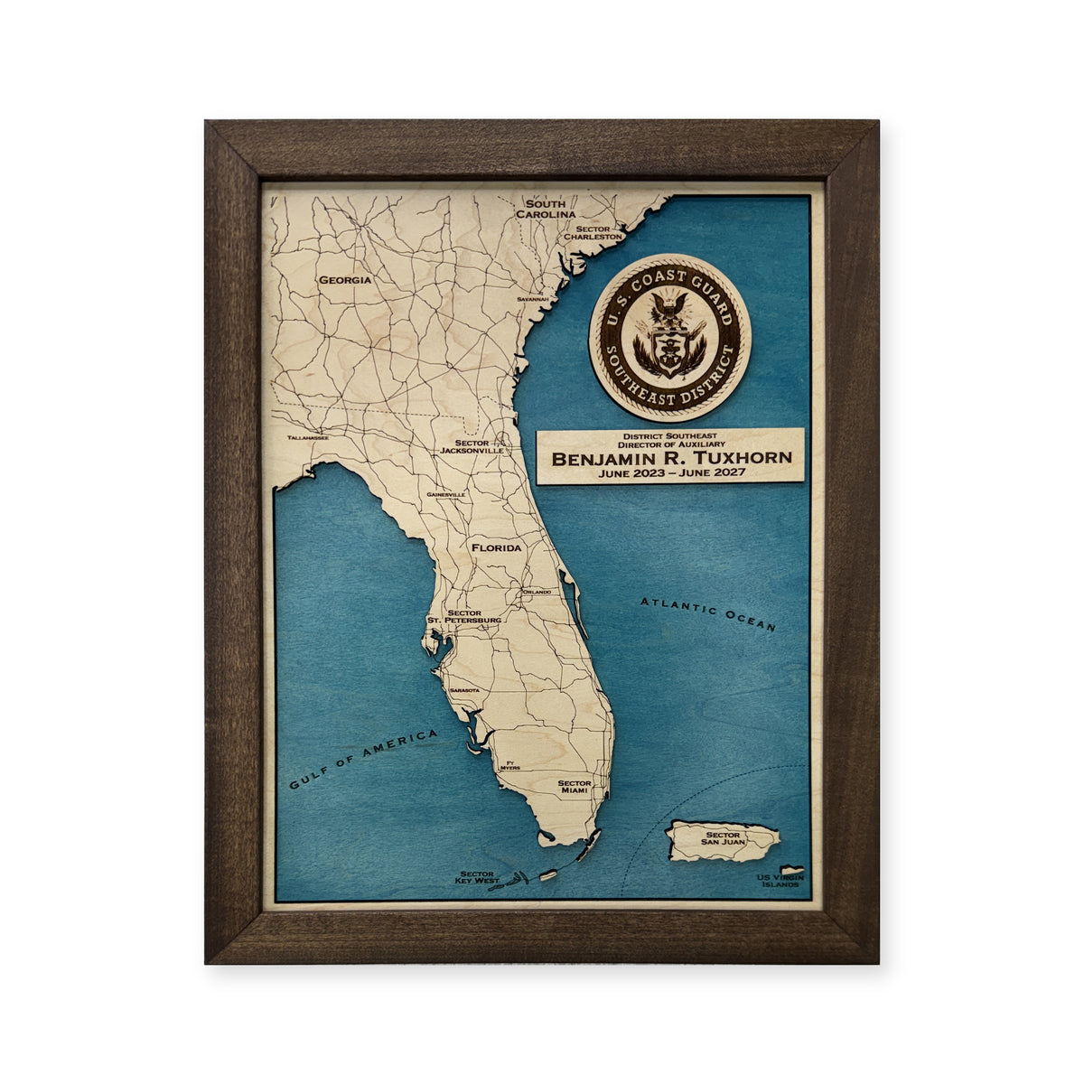 Florida Coast Guard Benjamin Tuxhorn Wood Map — 1 water layer main photo [MC20261006 q3839 80f8742b685b]