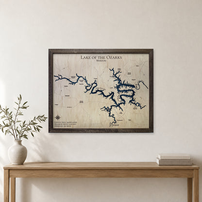 Lake of the Ozarks Missouri Public Multilayer Wood Map — room mockup [MC20261006 q3843 6bc77d35e437]
