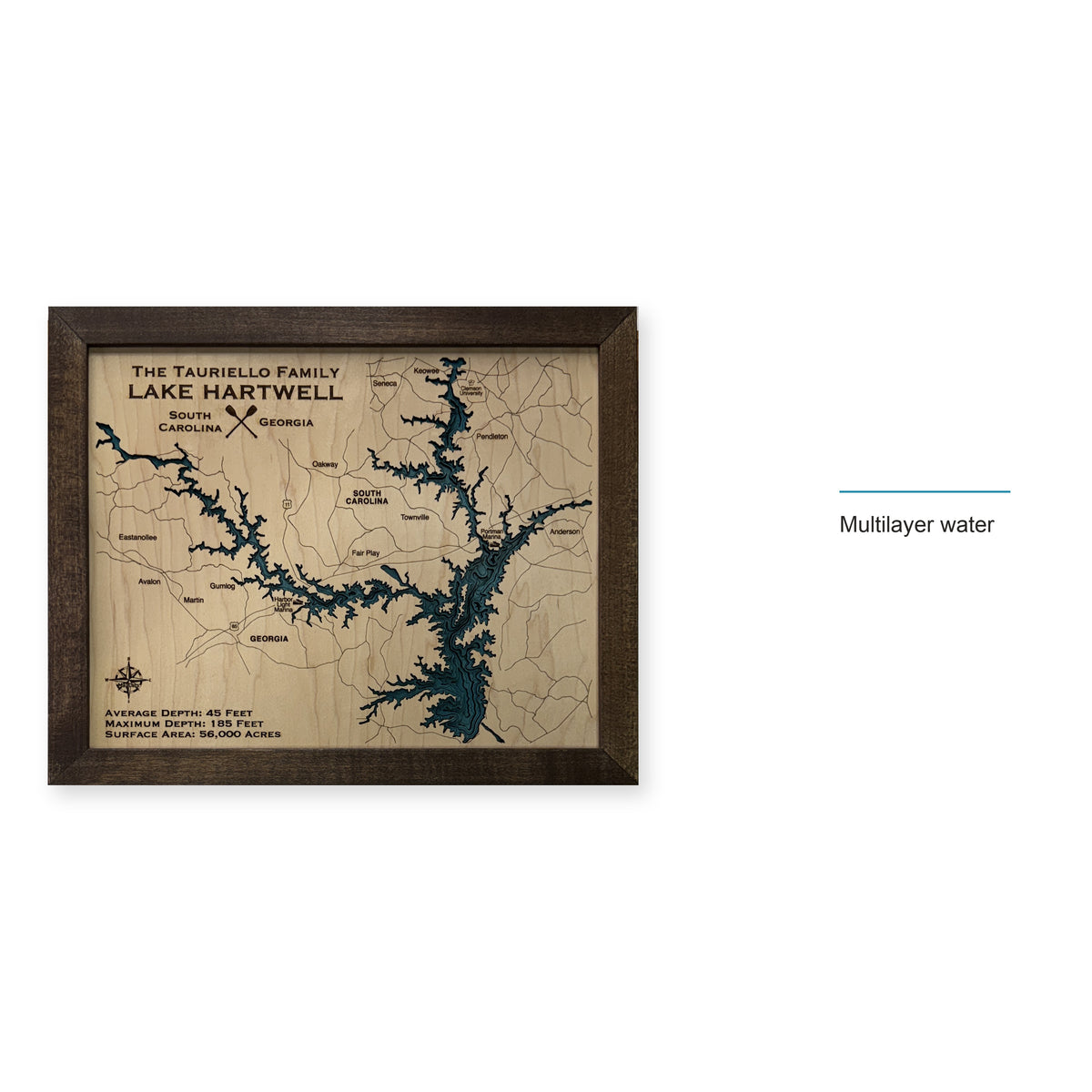 Lake Hartwell Tauriello Multilayer Wood Map — style-labeled photo [MC20261006 q3870 ff37d9d85f68]