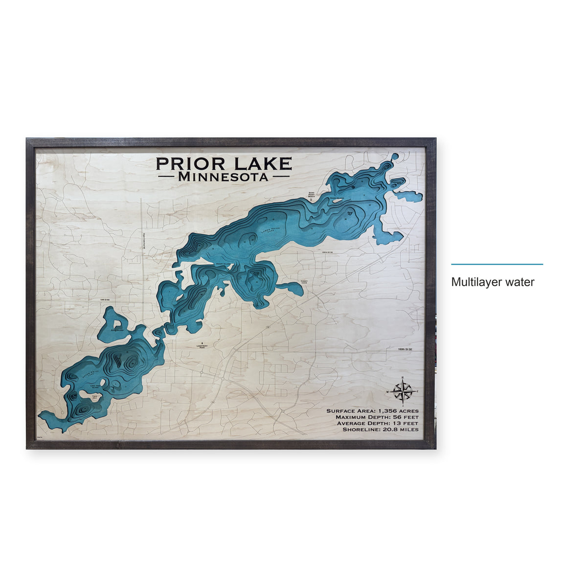 Prior Lake, Minnesota Wood Map — style-labeled photo [MC20261006 q3874 edbd6db0d2fd]