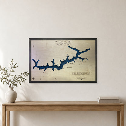 Lake Thunderhead, Unionville, Missouri Wood Map — room mockup [MC20261006 q3887 057c39b9092a]