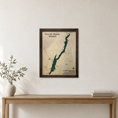 Lake George New York Green Single Water Layer Wood Map — room mockup [MC20261006 q3895 fc06517815f8]