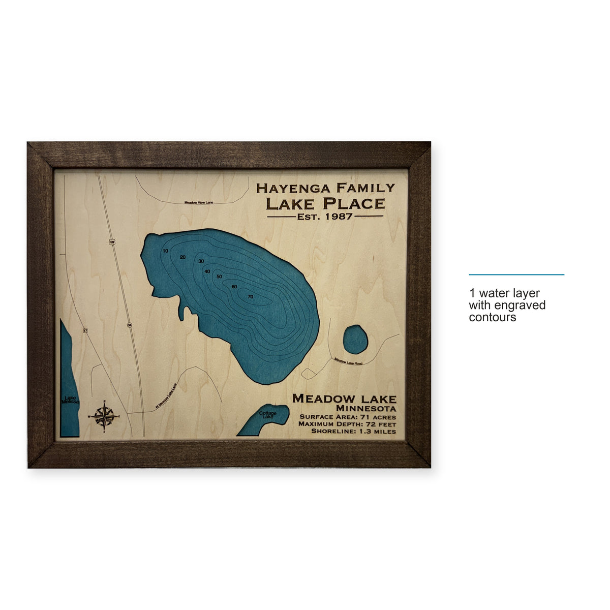 Meadow Lake, Minnesota Wood Map — style-labeled photo [MC20261006 q3904 ae59301935ee]