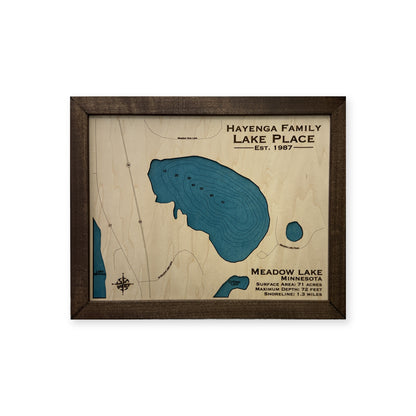 Meadow Lake, Minnesota Wood Map — plain-background photo [MC20261006 q3904 f20d0beff56e]