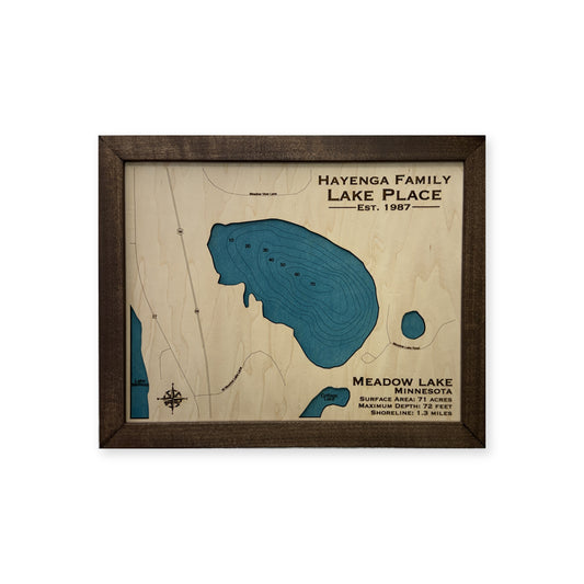 Meadow Lake, Minnesota Wood Map — plain-background photo [MC20261006 q3904 f20d0beff56e]