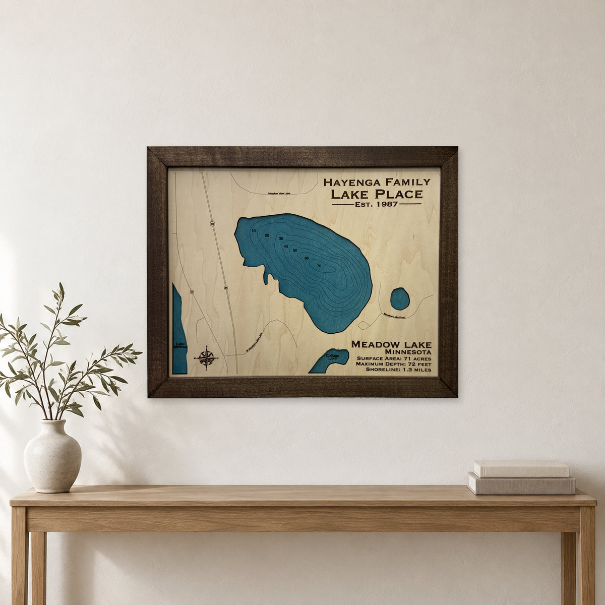 Meadow Lake, Minnesota Wood Map — room mockup [MC20261006 q3904 7af2c607dbde]