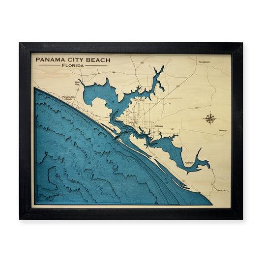 Panama City Beach, Florida Wood Map — plain-background photo [MC20261006 q3916 ea38778a6d1e]