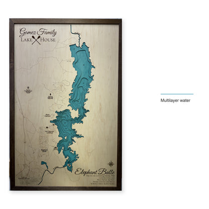 Elephant Butte Reservoir, New Mexico Wood Map — style-labeled photo [MC20261006 q3919 3119f6014ecb]