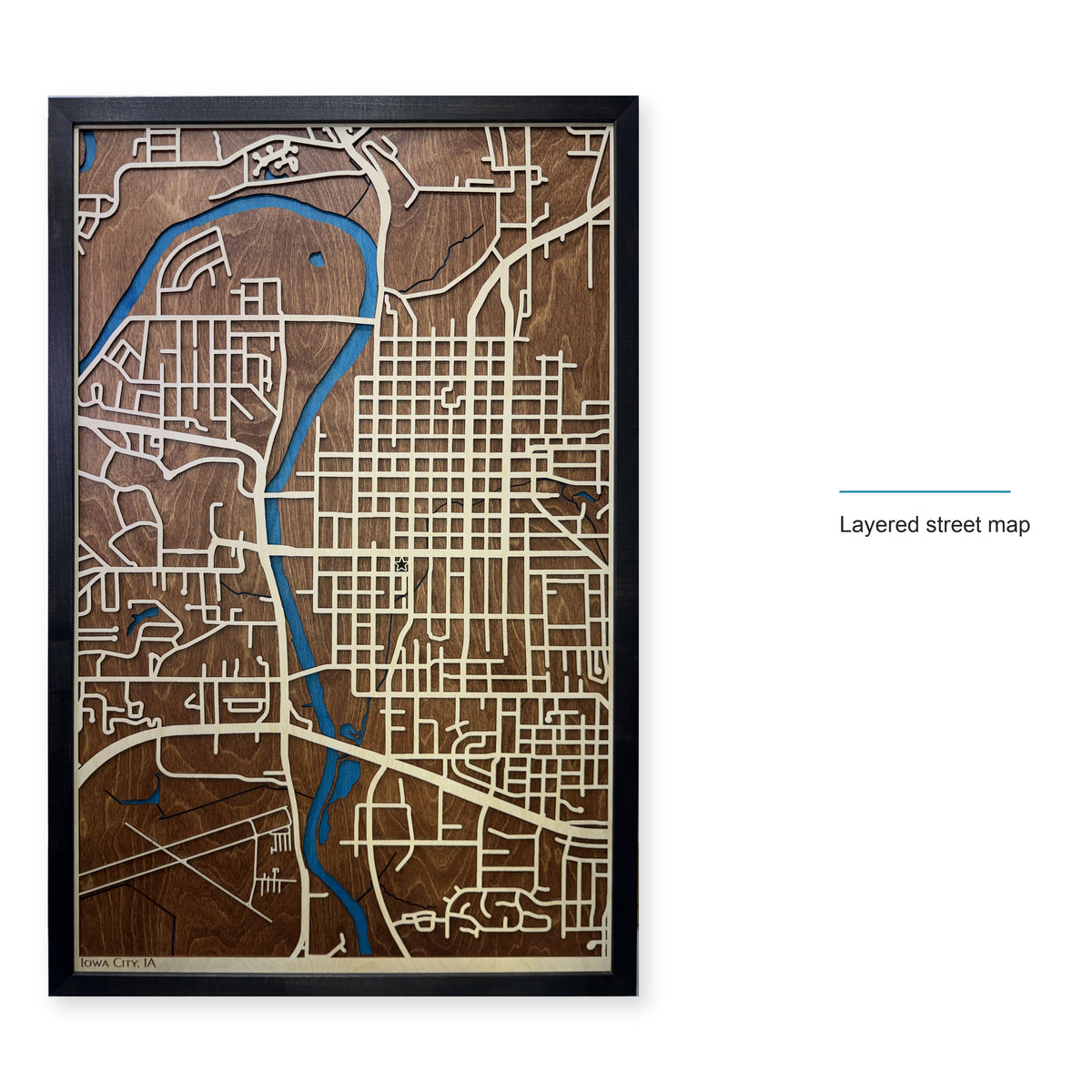Iowa City, Iowa Wood City Map — style-labeled photo [MC20261006 q3951 1bf408a832a6]