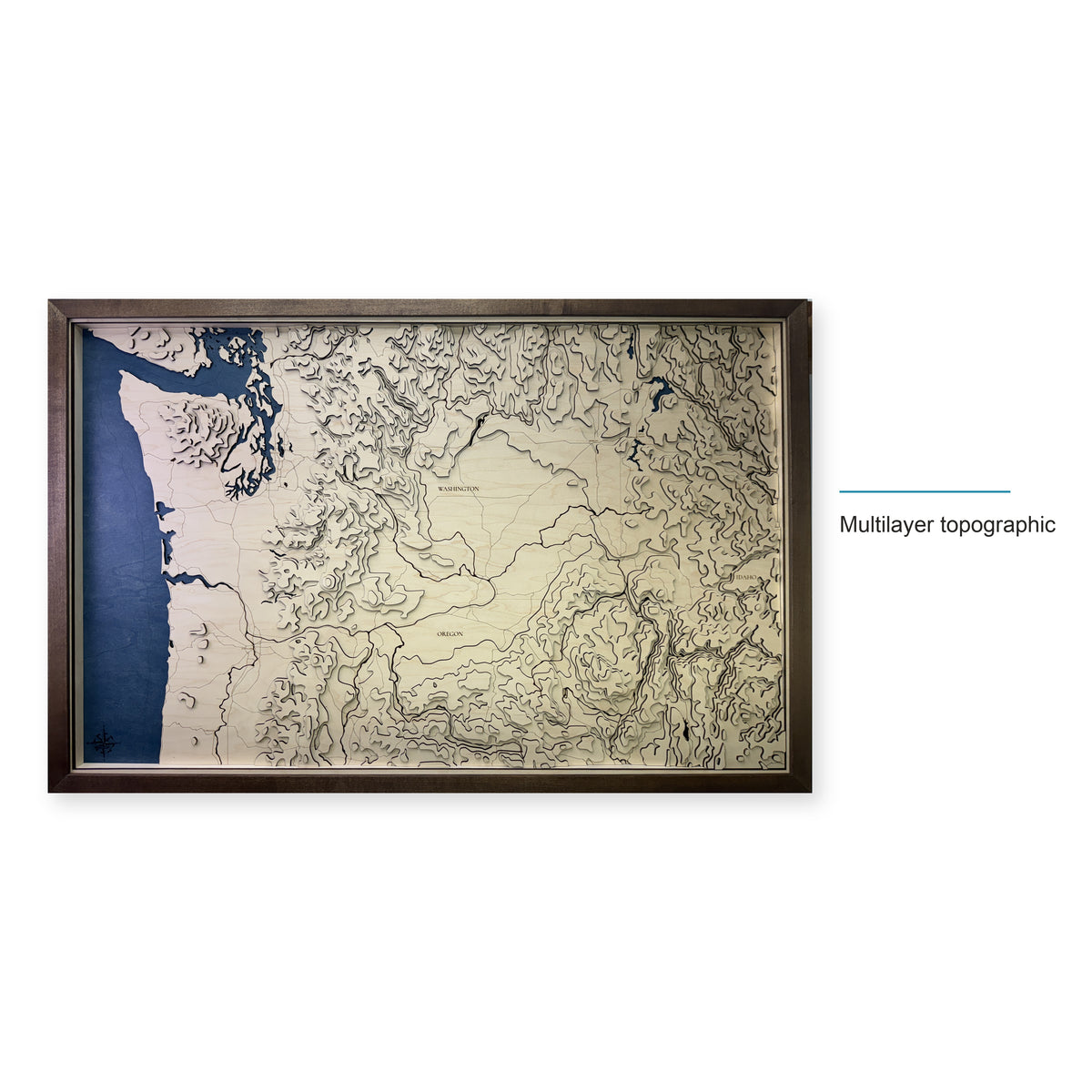 Pacific Northwest Topographic Wood Map — style-labeled photo [MC20261006 q3996 1496df4543d8]