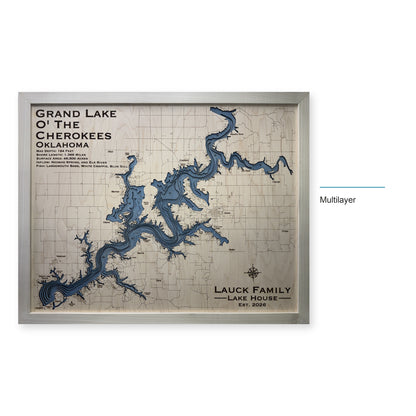 Grand Lake Oklahoma Lauck Family Multilayer Wood Map — style-labeled photo [MC20261006 q4001 e7a9c0544ffe]