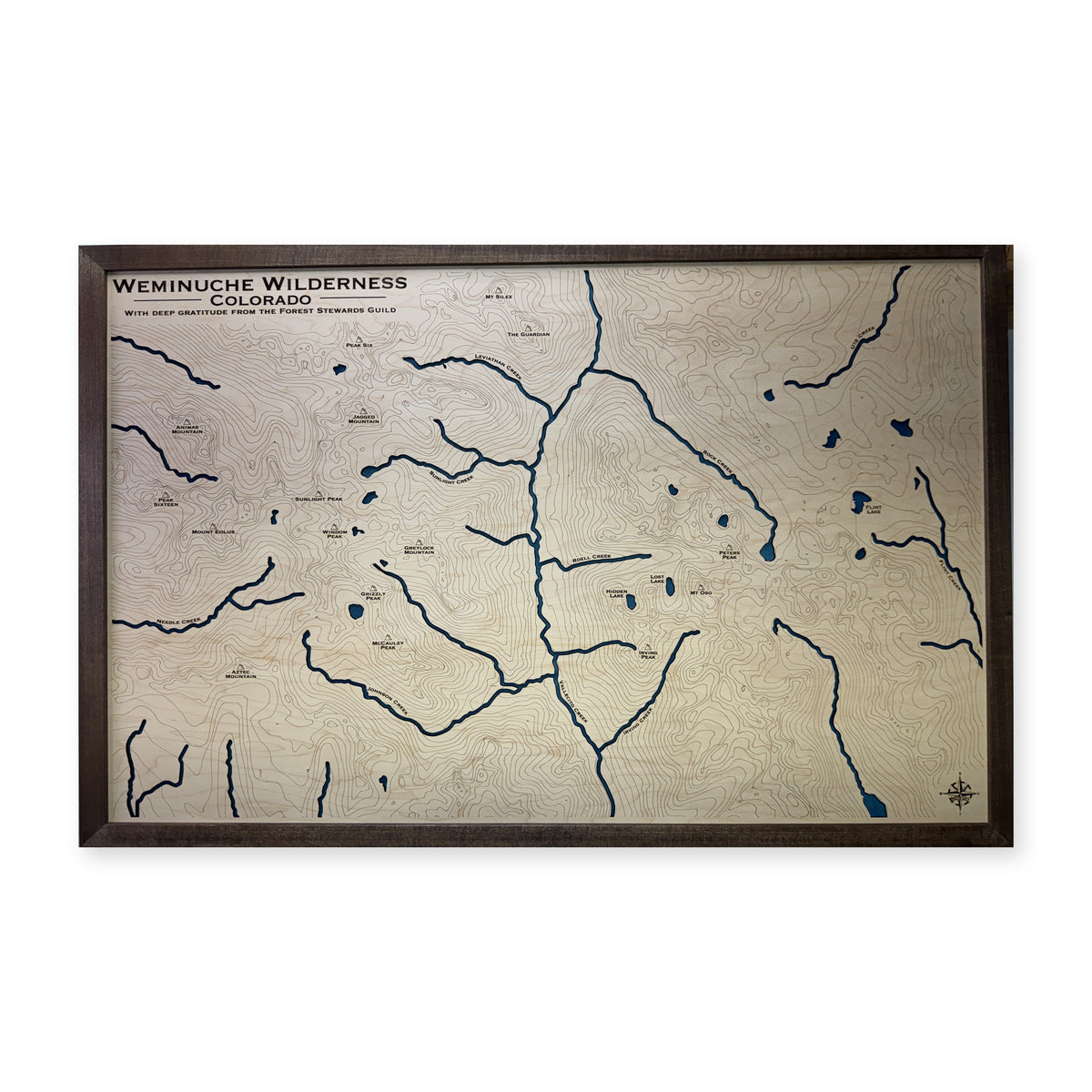 Weminuche Wilderness, Colorado Topographic Wood Map — plain-background photo [MC20261006 q4013 9cd3fdb76224]
