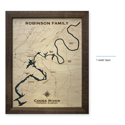 Coosa River, Gadsden, Alabama Wood Map — style-labeled photo [MC20261006 q4022 b5b7a884817b]
