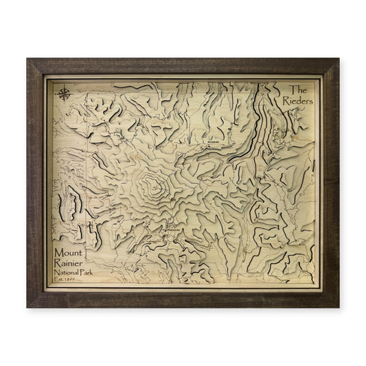 Mount Rainier National Park, Washington Topographic Wood Map — plain-background photo [MC20261006 q4057 779d782e64c4]