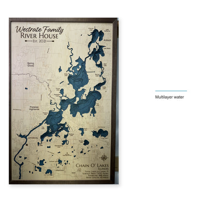 Chain O’ Lakes, Illinois Wood Map — style-labeled photo [MC20261006 q4078 9a5a15f8e480]