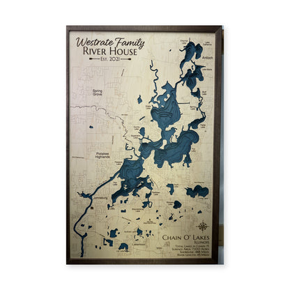 Chain O’ Lakes, Illinois Wood Map — plain-background photo [MC20261006 q4078 45e7ee8c17ab]
