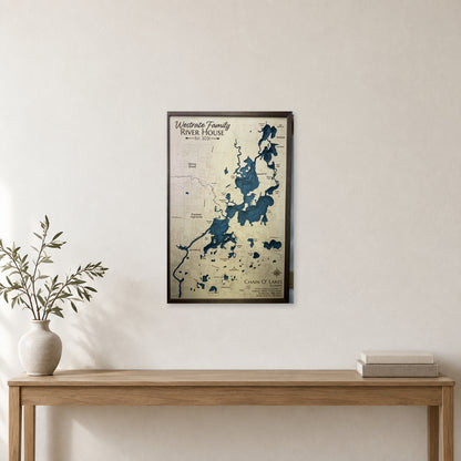 Chain O’ Lakes, Illinois Wood Map — room mockup [MC20261006 q4078 428038ace8f6]