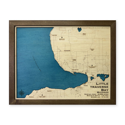 Little Traverse Bay, Michigan Wood Map — plain-background photo [MC20261006 q4080 2e1ed79257c9]