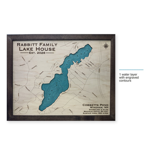 Cobbetts Pond, Windham, New Hampshire Wood Map — style-labeled photo [MC20261006 q4116 c5ab4cf3fe46]