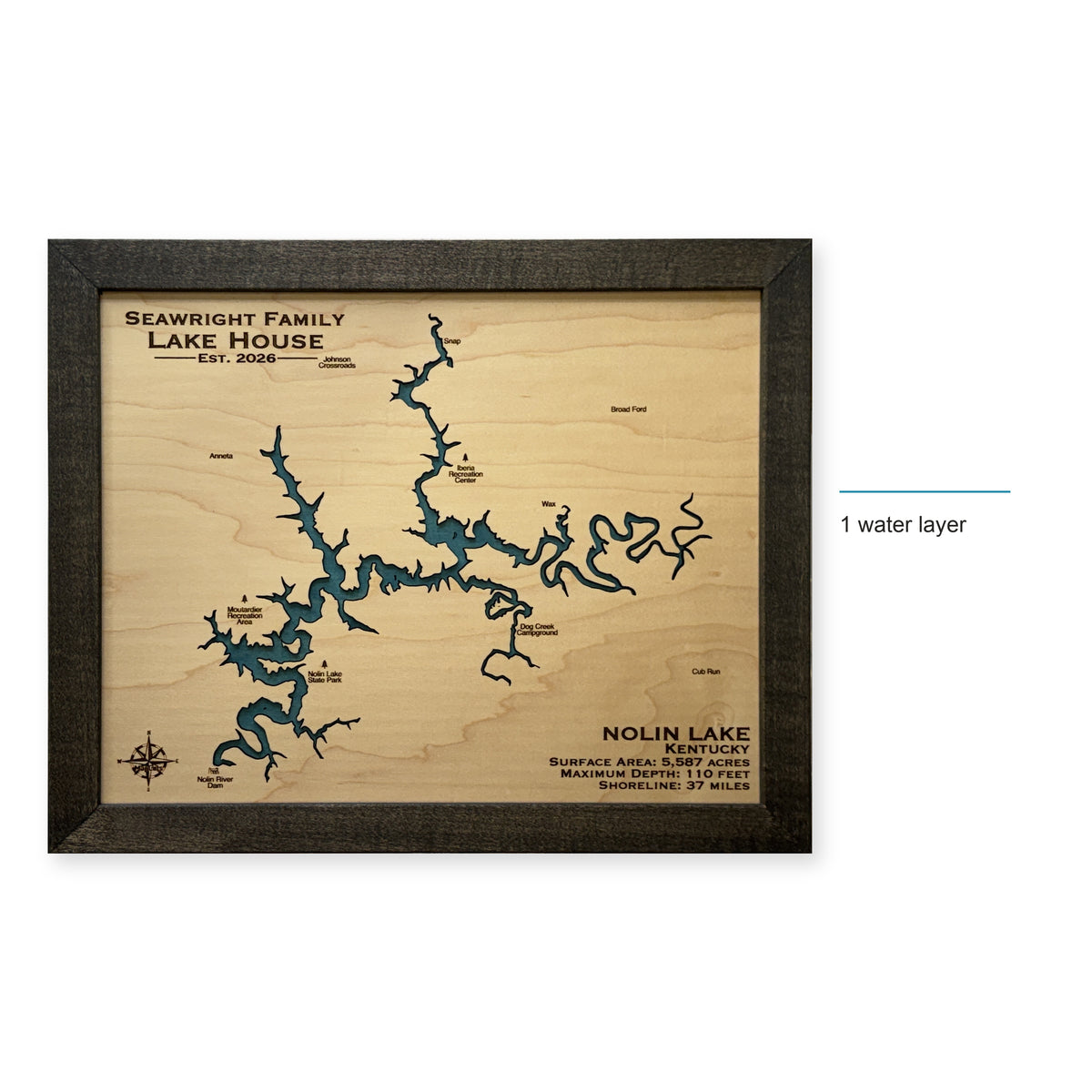 Nolin Lake, Kentucky Wood Map — style-labeled photo [MC20261006 q4141 3689c972c023]