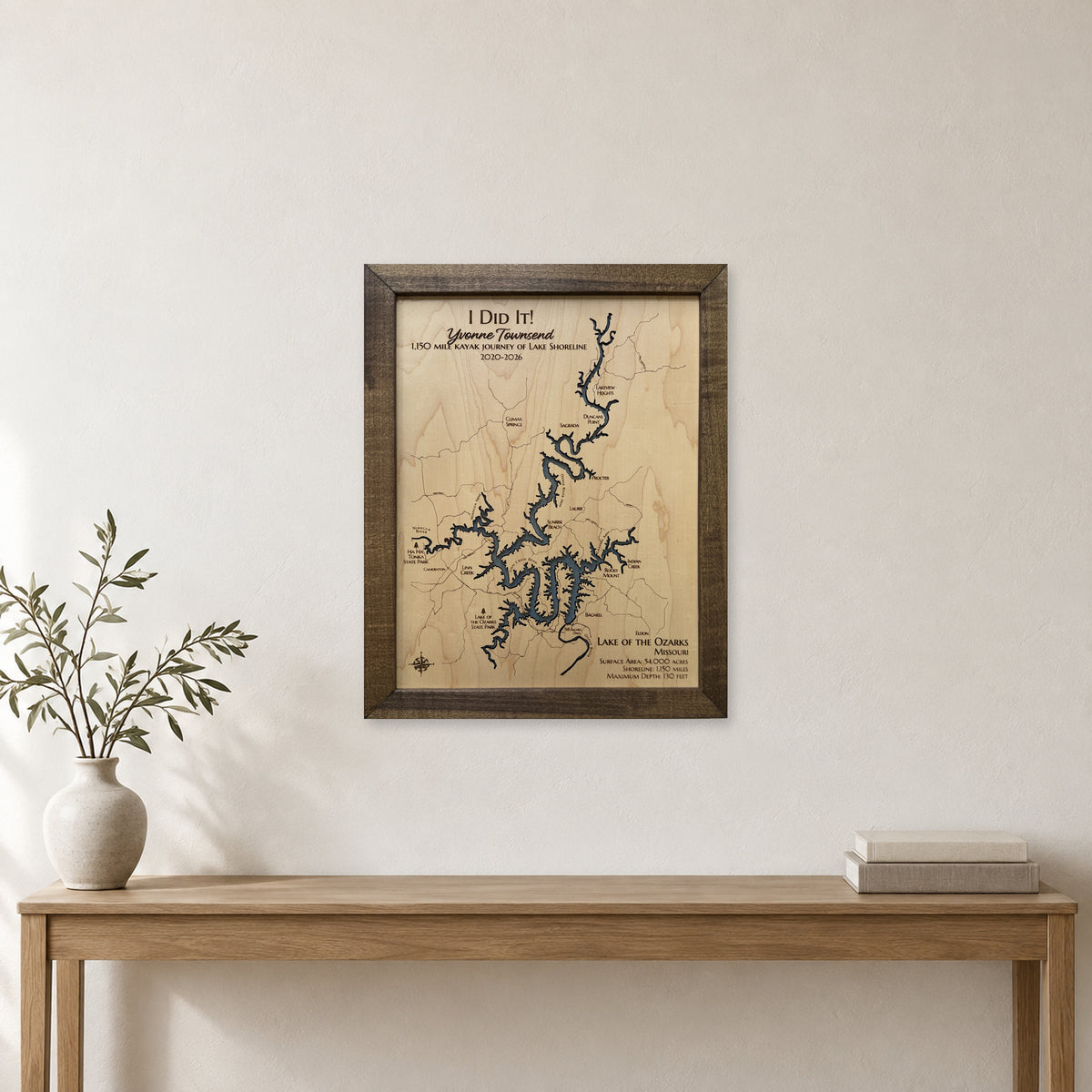 Lake of the Ozarks Wood Map — room mockup [MC20261006 q4146 029872114a01]