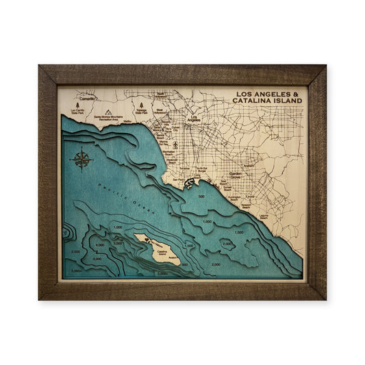 Los Angeles and Catalina Island, California Wood Map — multilayer main photo [MC20261006 q4154 74a6357bc1c0]