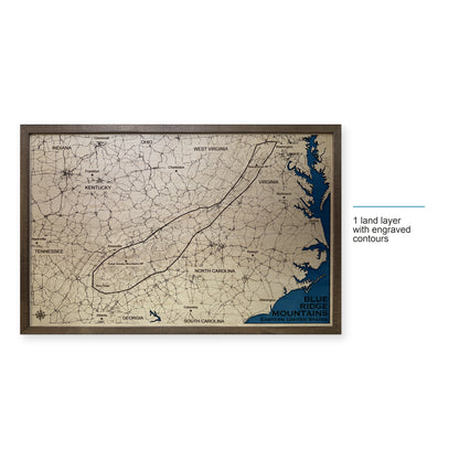 Blue Ridge Mountains, Eastern United States Topographic Wood Map — style-labeled photo [MC20261006 q4162 cbded3ac77f1]