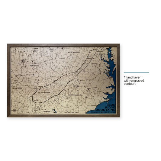 Blue Ridge Mountains, Eastern United States Topographic Wood Map — style-labeled photo [MC20261006 q4162 cbded3ac77f1]