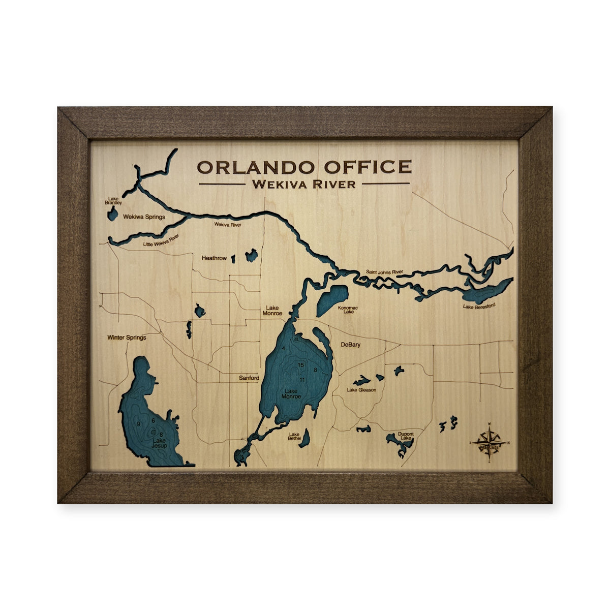 Wekiva River, Orlando, Florida Wood Map — plain-background photo [MC20261006 q4164 85e568769018]