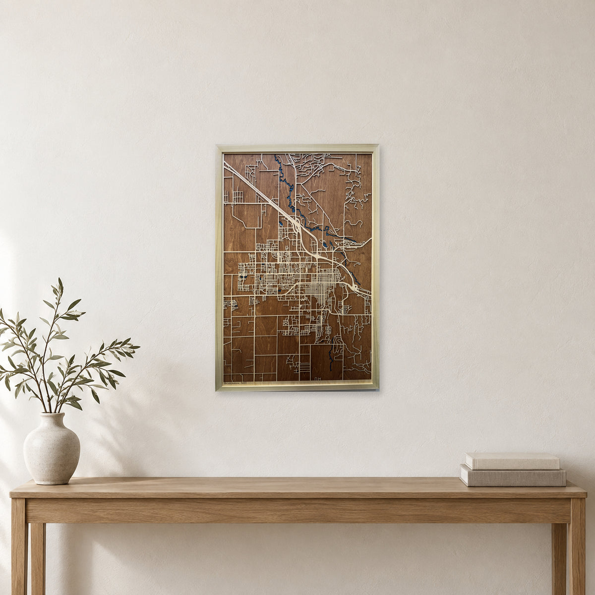Bozeman, Montana Wood City Map — room mockup [MC20261006 q4177 dc28b60fe6a7]