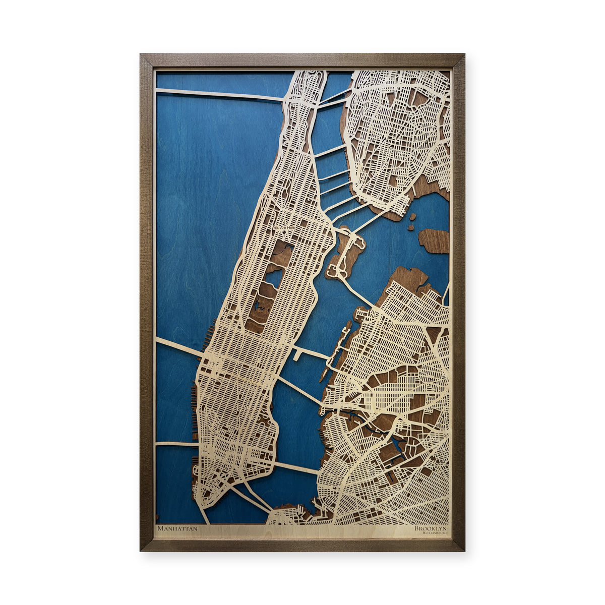 Manhattan, New York, Wood City Map — Layered streets and water main photo [MC20261006 q4180 fa61f50da41a]