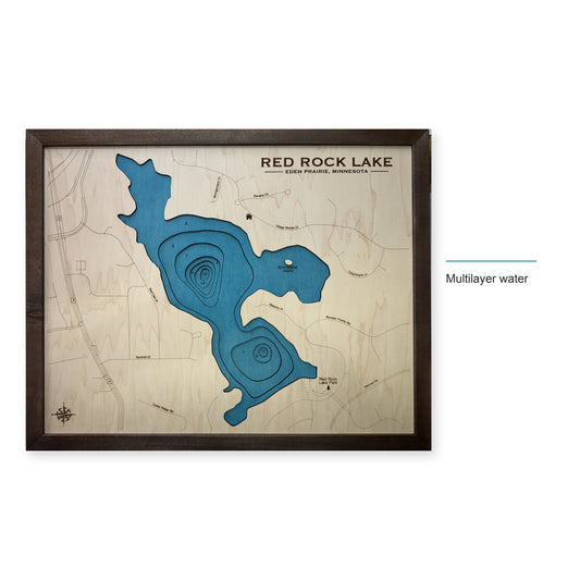 Red Rock Lake, Eden Prairie, Minnesota Wood Map — style-labeled photo [MC20261006 q4186 9b46ca5e5ae7]