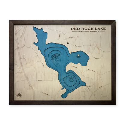 Red Rock Lake, Eden Prairie, Minnesota Wood Map — plain-background photo [MC20261006 q4186 1cea2ed1b002]