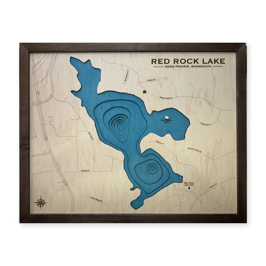 Red Rock Lake, Eden Prairie, Minnesota Wood Map — plain-background photo [MC20261006 q4186 1cea2ed1b002]
