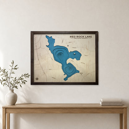 Red Rock Lake, Eden Prairie, Minnesota Wood Map — room mockup [MC20261006 q4186 785739cbfc96]