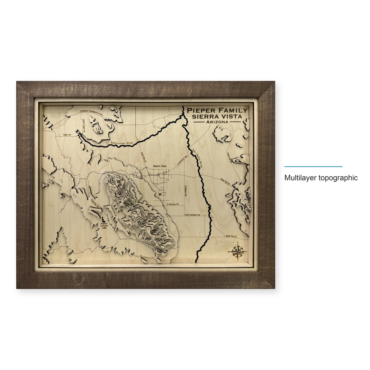 Sierra Vista, Arizona Topographic Wood Map — style-labeled photo [MC20261006 q4198 a92f19e93655]