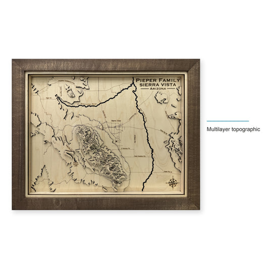 Sierra Vista, Arizona Topographic Wood Map — style-labeled photo [MC20261006 q4198 a92f19e93655]