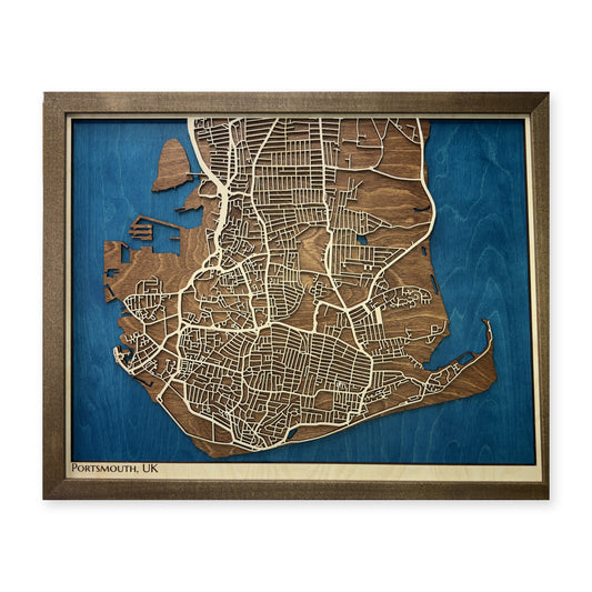 Portsmouth, United Kingdom Wood City Map — plain-background photo [MC20261006 q4216 415581847889]